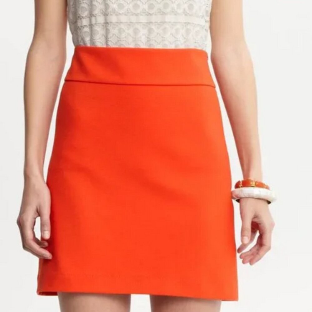 J. CREW Orange Double Serge Cotton Mini A Line Skirt 10